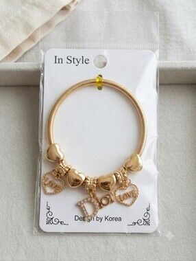 Gold Heart Charm Bracelet - Gold